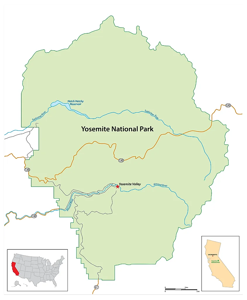 Map of the Yosemite National Park