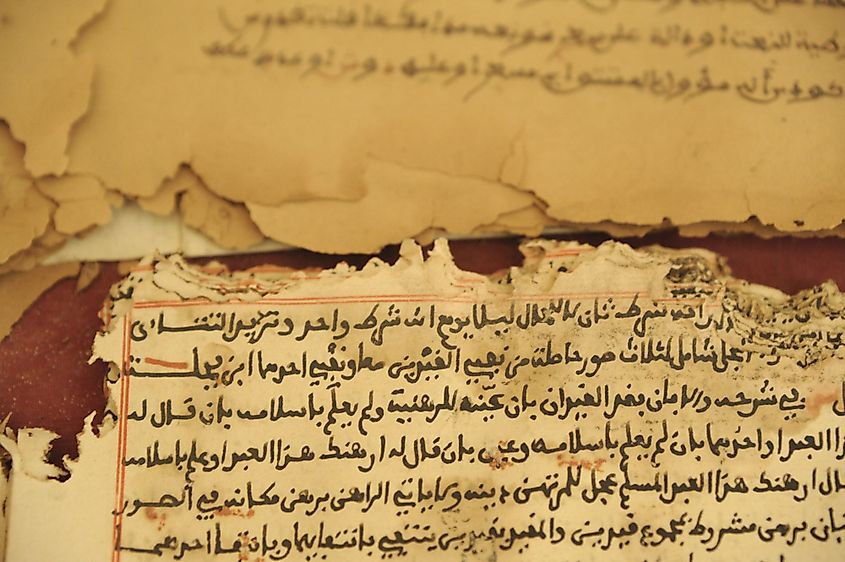 Koran manuscripts in Timbuktu mosque, Timbuktu, Mali. 