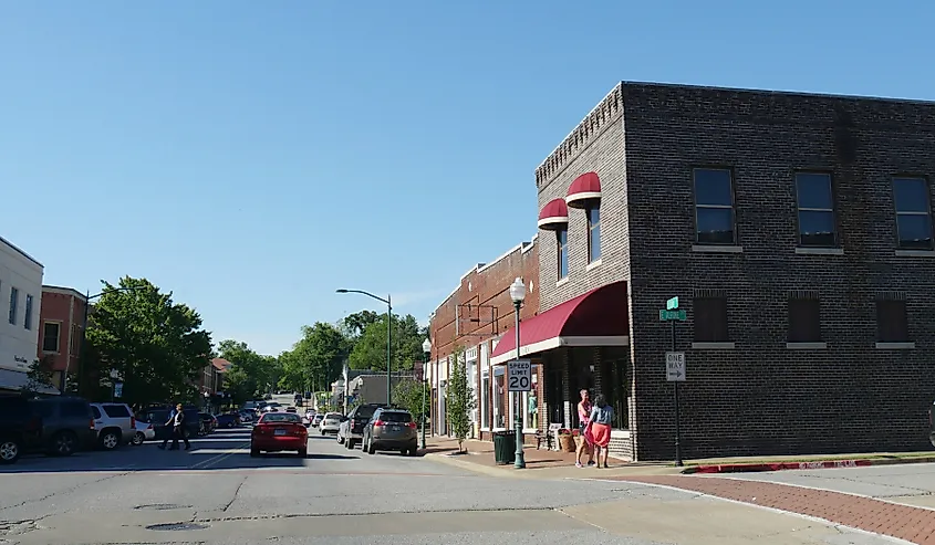 Old buildings in the historic district of Siloam Springs, Arkansas 