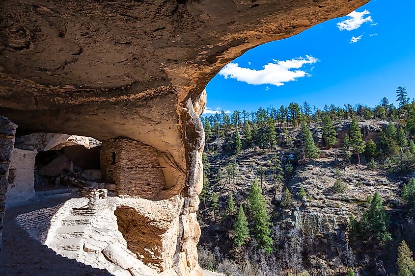 View from inside the Gila Cliff Dwellings, New Mexico.