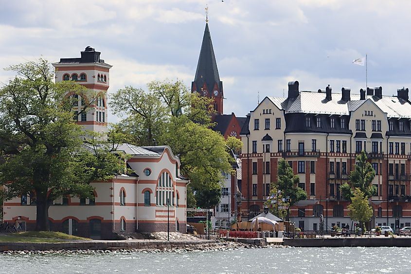 The waterfront in Västervik on the Baltic Sea, Sweden.