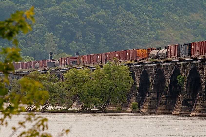 Freight carries crossing the Rockville Bridge