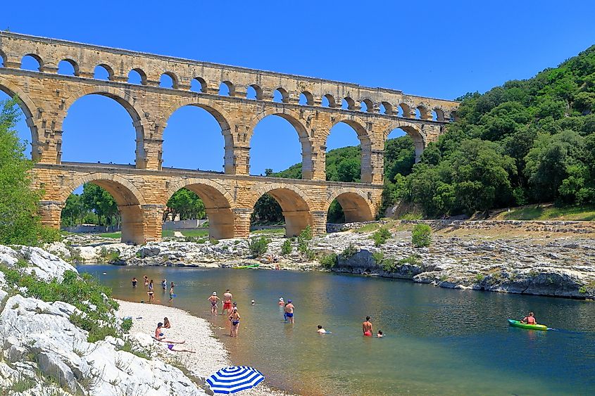 The Pont du Gard aqueduct bridge in southern France.