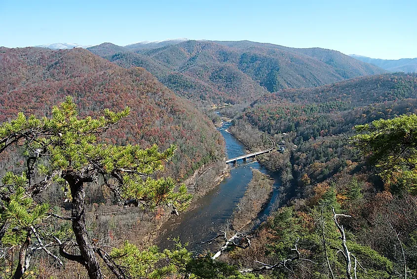 The Nolichucky River, approaching Erwin, Tennessee.