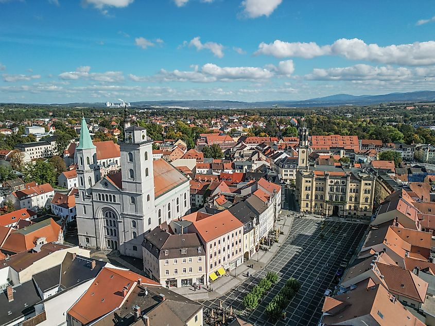 Panorama of the city of Zittau in eastern Germany.