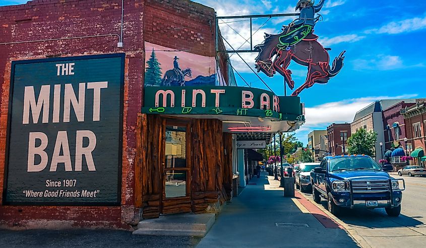 Wyoming's legendary meeting place, the Mint Bar is Sheridan's oldest bar and the best place to order a ditch, straight up whiskey and water, Sheridan, Wyoming.