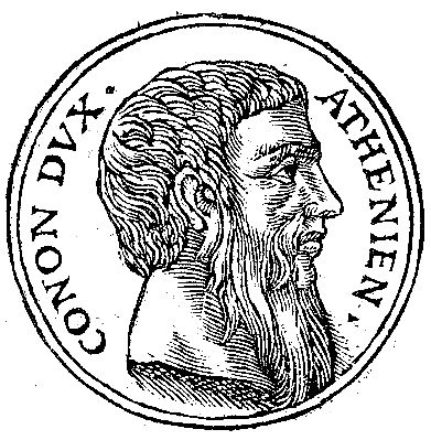 Conon was an Athenian general at the end of the Peloponnesian War, in charge during the decisive loss of the navy at the Battle of Aegospotami.