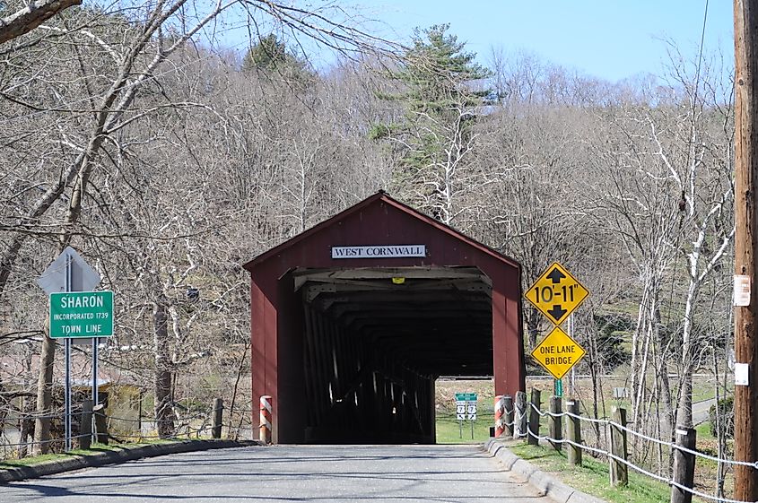 Historic West Cornwall Covered Bridge in Cornwall, Connecticut