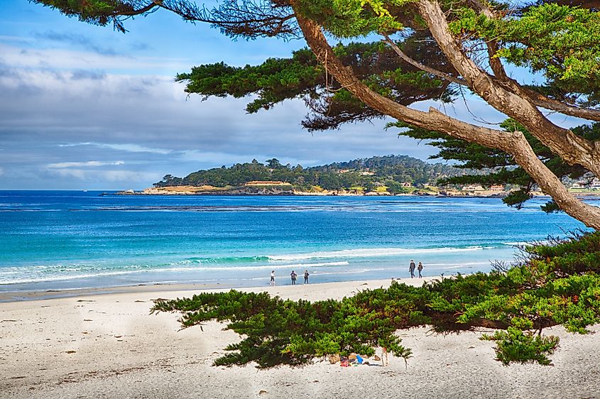 Beachgoers in Carmel, California