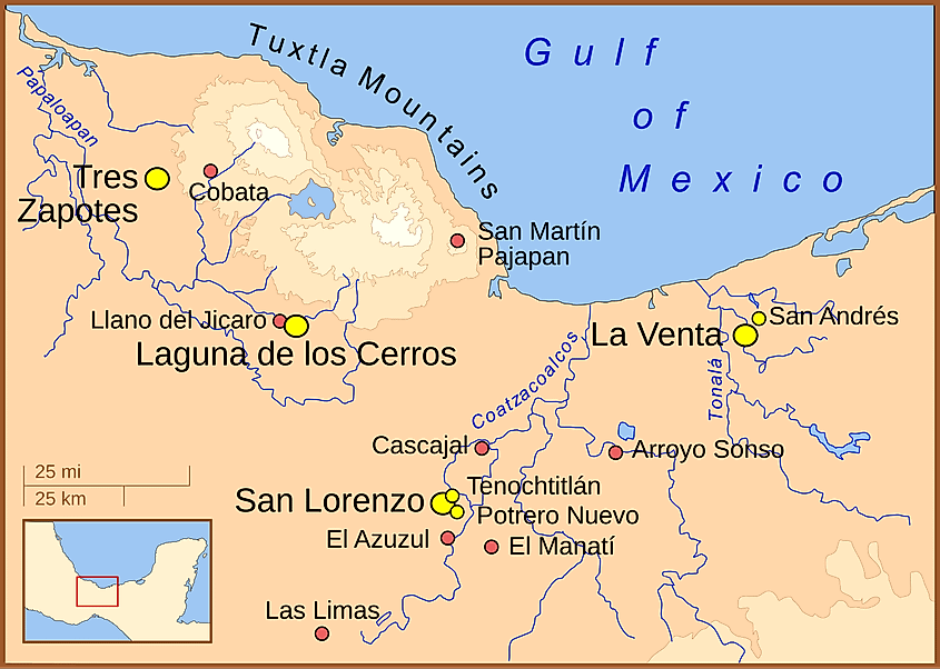 The Olmec heartland, where the Olmec reigned from 1200 to 400 BC