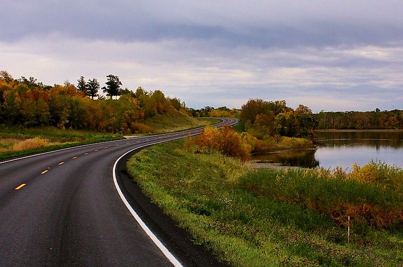 Turtle Mountain Scenic Byway in autumn