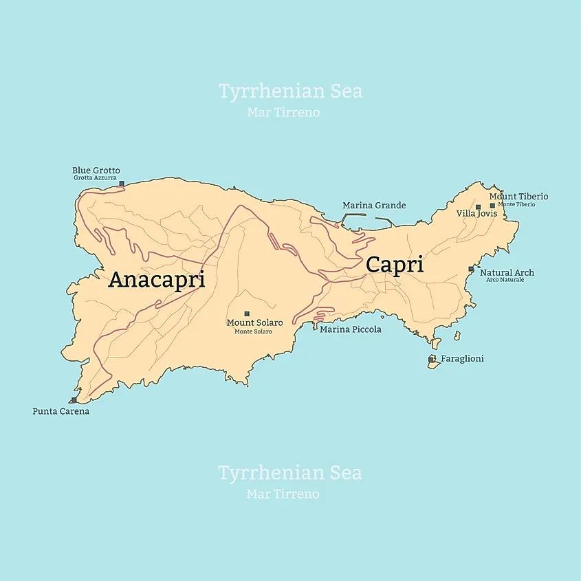 Map Of Capri Italy Capri Island - Worldatlas