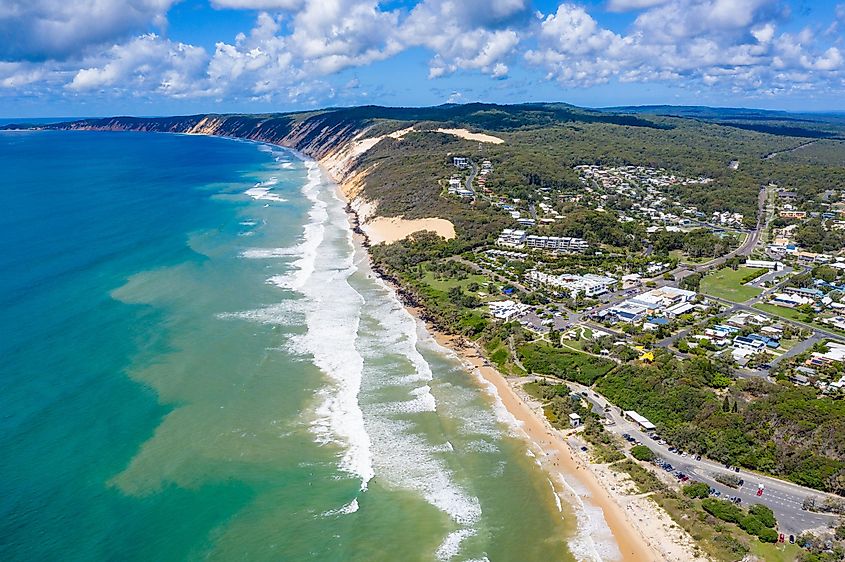 The town of Rainbow Beach on a sunny day in Queensland