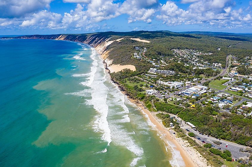 The town of Rainbow Beach on a sunny day in QLD, Australia