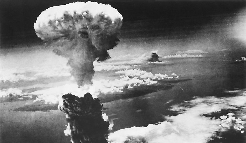 Mushroom Cloud of Atom Bomb exploded over Nagasaki, Japan
