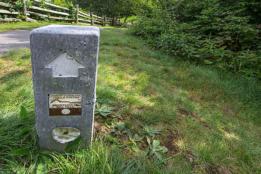 Trail marker for the Mountains to the Sea Trail