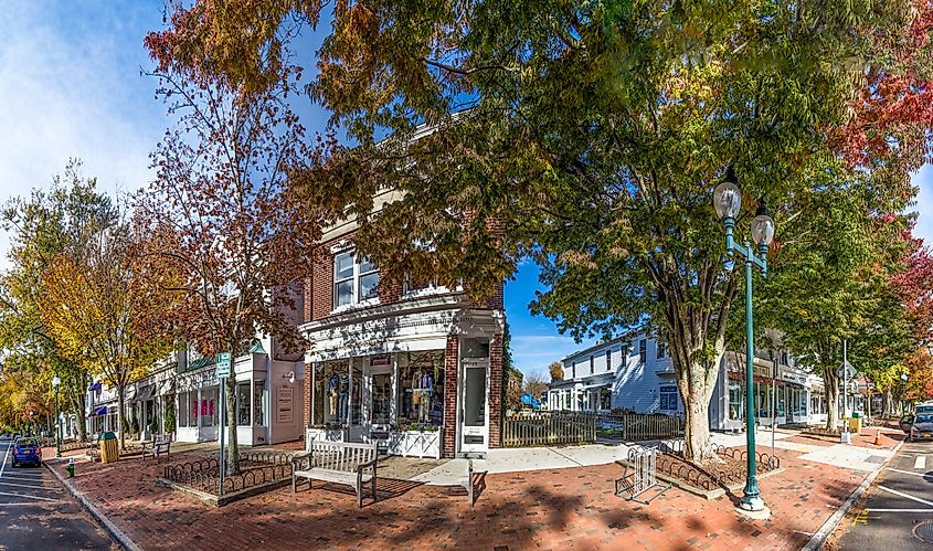 Main street in East Hampton, New York. 