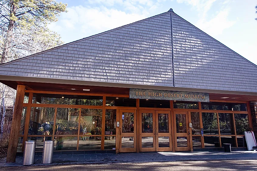 Entrance of The High Desert Museum located in a forest near Bend, Oregon.