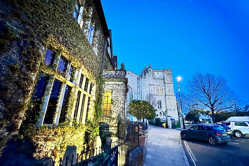 The Old Bell Hotel and Malmesbury Abbey at night Image credit Bryan Dearsley