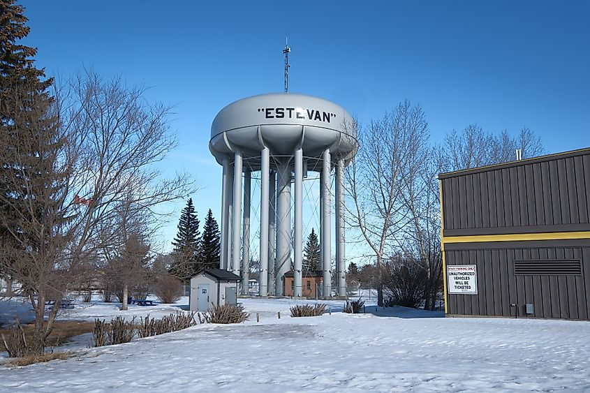 The landmark water tower in Estevan, Saskatchewan