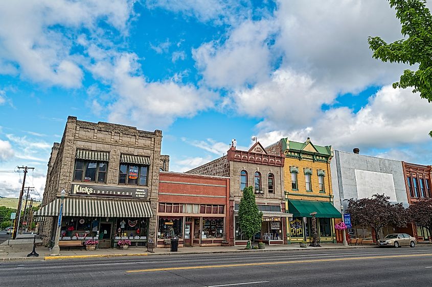 Main Street in the historic district of Baker City, Oregon.