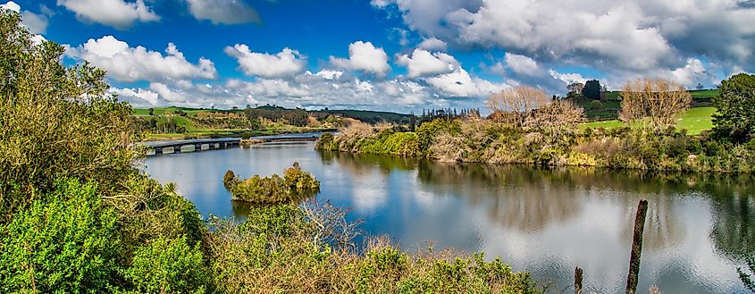 Lake Karapiro on a beautiful sunny day, New Zealand.