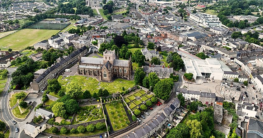 Aerial photo of St Patrick's Cathedral Church of Ireland in Armagh.