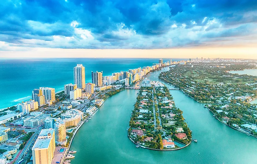 Aerial view of Miami Beach, Florida