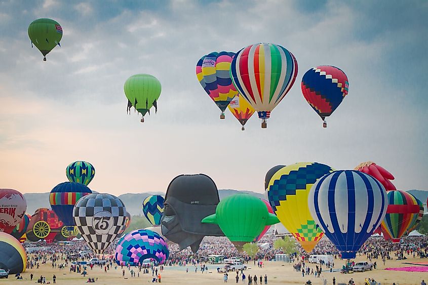 Didžiosios Reno oro balionų lenktynės Rancho San Rafael regioniniame parke Reno mieste, Nevadoje