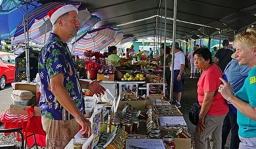 Hilo, Hawaii - Dec. 9, 2019: Farmers Market