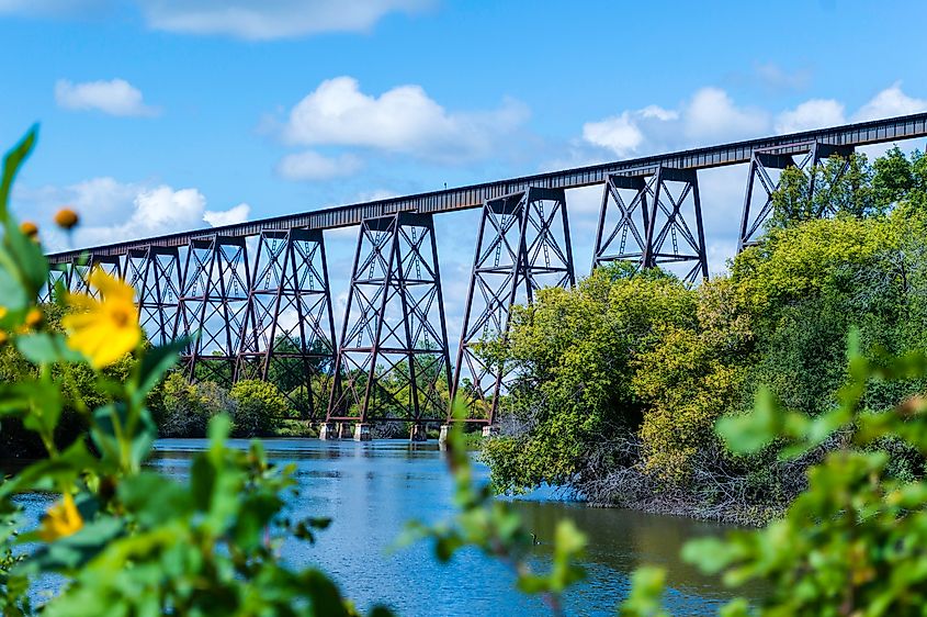 This bridge spans over the valley in Valley City, North Dakota.