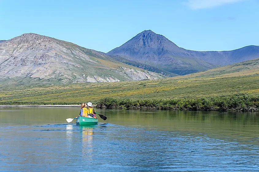 Canoers on the Noatak River at the Gates of the Arctic National Park, Alaska.
