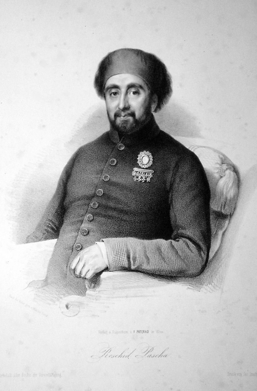 Mustafa Reşid Pasha (Ottoman Foreign Minister, Grand Vizier); lithograph by Rudolf Hoffmann after a drawing by Maxim David