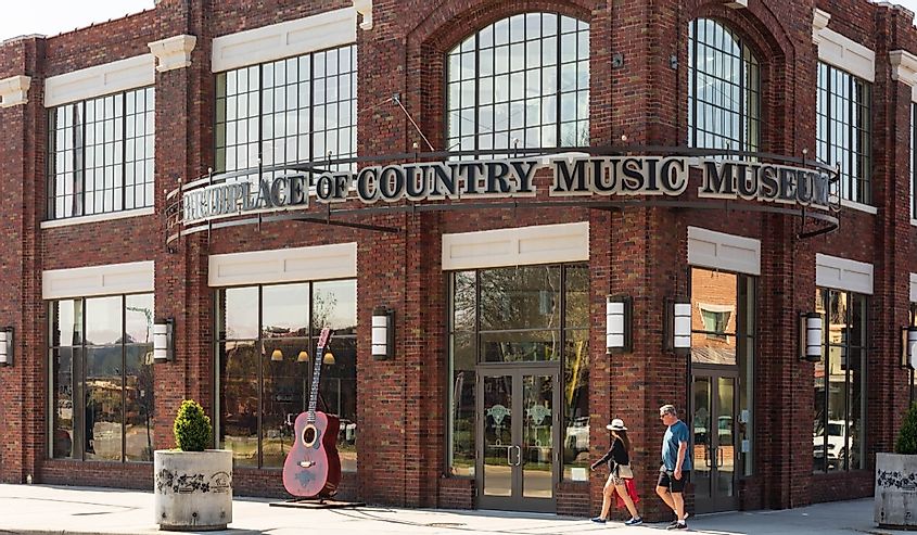 BRISTOL, TN-VA, USA-7 APRIL 2021: The front exterior of the "Birthplace of Country Music Museum", in downtown.