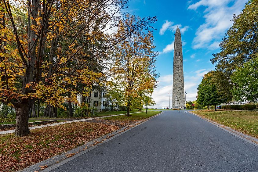 The Bennington Battle Monument at the end of the road in Bennington, Vermont.