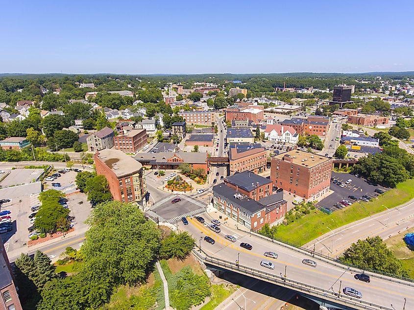 Aerial view of Woonsocket, Rhode Island.