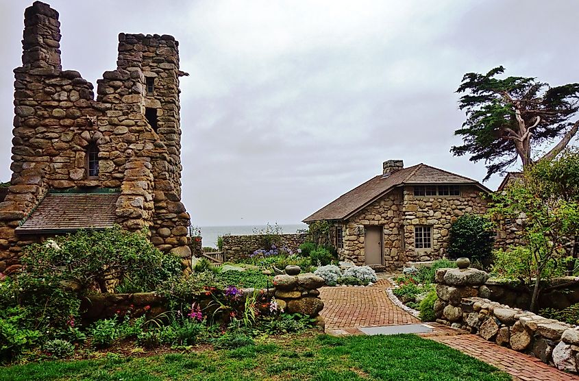 CARMEL BY THE SEA, CA -2 SEP 2016- Located in Carmel, California, the grey stone Tor House and Hawk Tower were the home of American poet Robinson Jeffers.