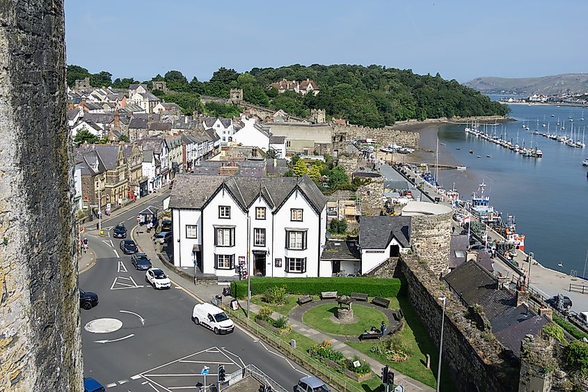 Aerial view of Conwy, Wales, UK