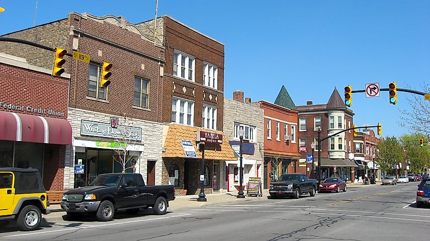 The business district in Whiting, Indiana.