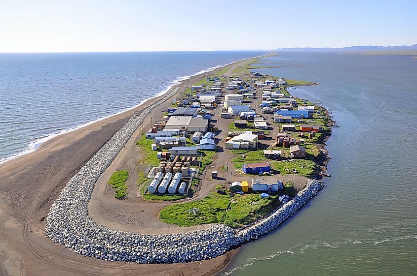 Aerial view of Kivalina, Alaska.