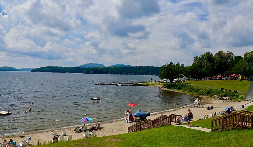 Summertime scene at Schroon Lake Beach.