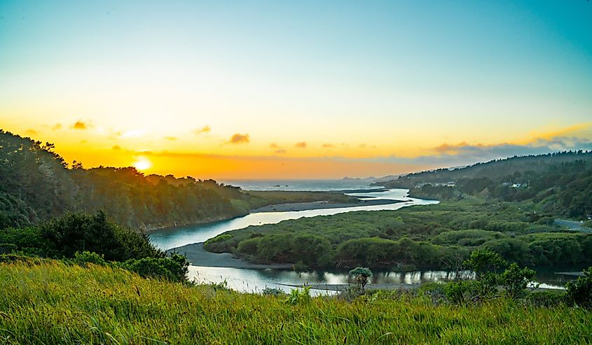 Sunset over the Gualala River in northern California