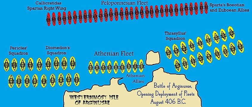 Battle of Arginusae (Leonidas1206, CC0, via Wikimedia Commons; modified as described by GreekMaps, CC0, via Wikimedia Commons)
