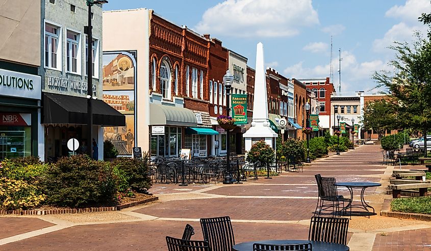 The main square in Hickory, North Carolina.