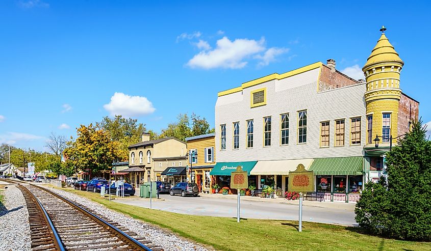 Main street of Midway - a small town in Central Kentucky famous of its boutique shops and restaurants