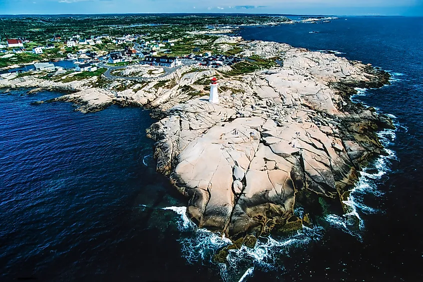 Aerial image of Peggy's Cove, Nova Scotia, Canada.