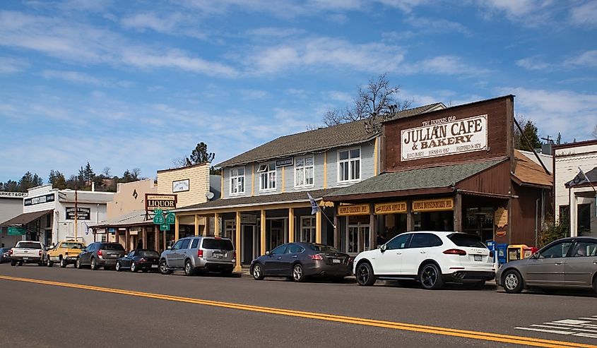 Street scene View of historic old town of Julian California