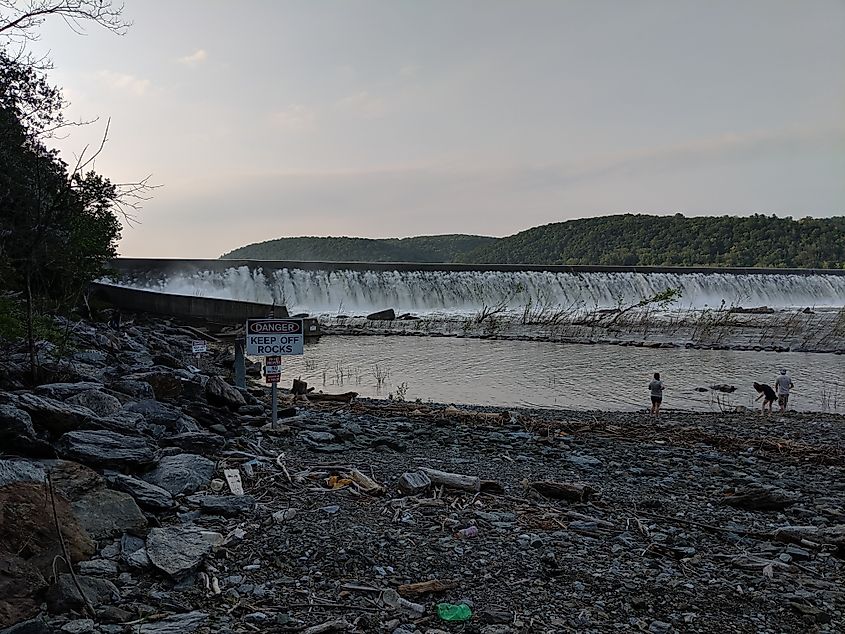 Holtwood Dam on the Susquehanna River stretching between Lancaster and York Counties