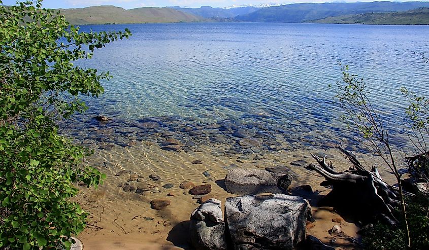 Overlooking the calm waters of Fremont Lake near Pinedale, Wyoming