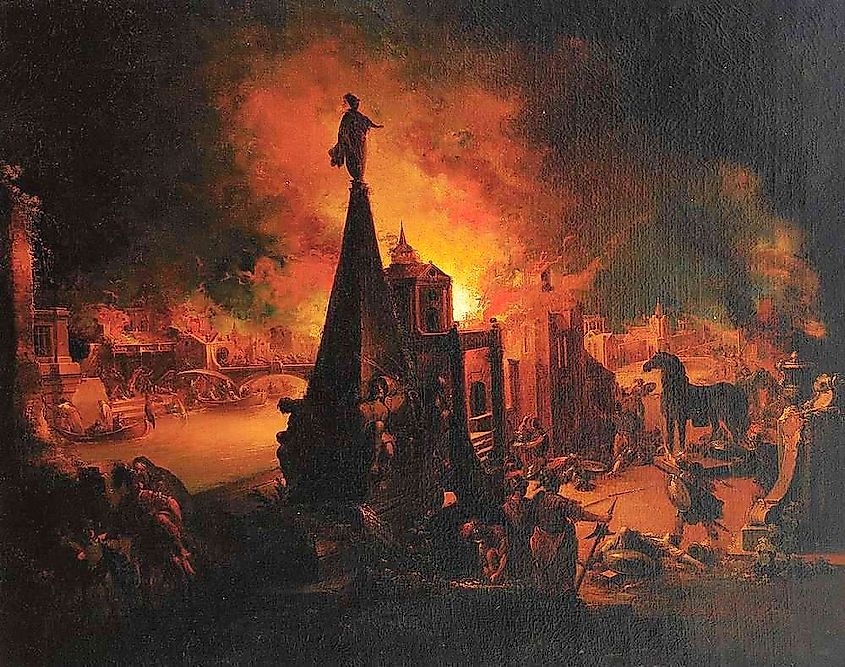 The Burning of Troy, an eighteenth-century painting of the sack of the city during the Trojan War
